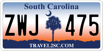 SC license plate ZWJ475