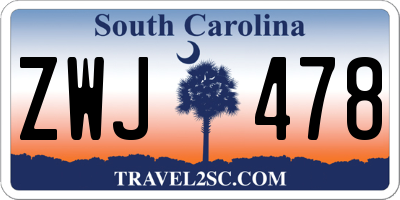 SC license plate ZWJ478