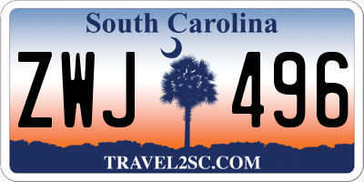 SC license plate ZWJ496