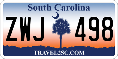 SC license plate ZWJ498