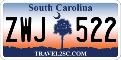 SC license plate ZWJ522