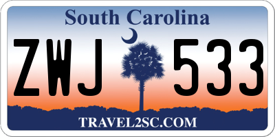 SC license plate ZWJ533