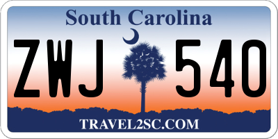 SC license plate ZWJ540
