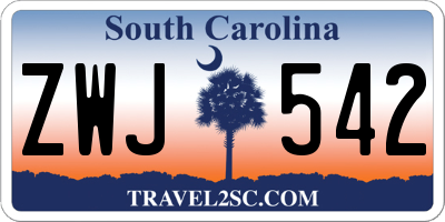 SC license plate ZWJ542