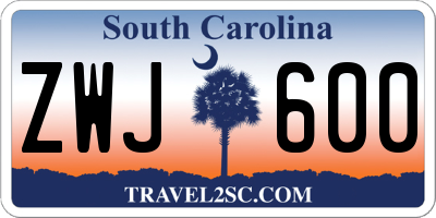 SC license plate ZWJ600