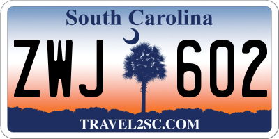 SC license plate ZWJ602