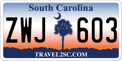 SC license plate ZWJ603