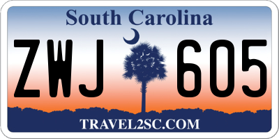 SC license plate ZWJ605