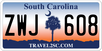 SC license plate ZWJ608