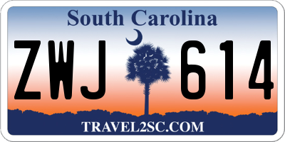 SC license plate ZWJ614
