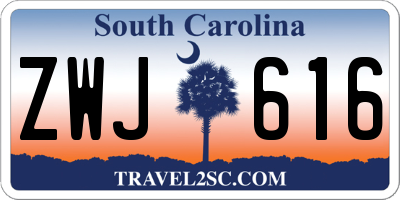 SC license plate ZWJ616