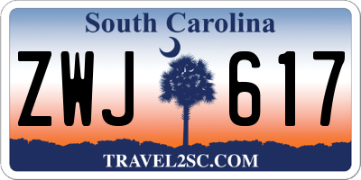 SC license plate ZWJ617