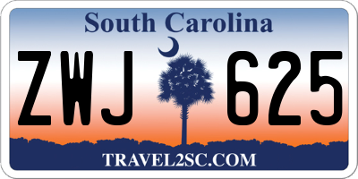 SC license plate ZWJ625