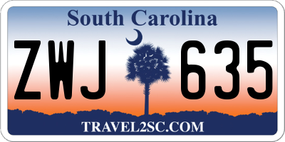 SC license plate ZWJ635