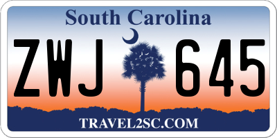 SC license plate ZWJ645