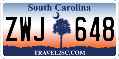 SC license plate ZWJ648