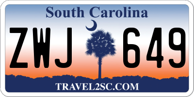SC license plate ZWJ649