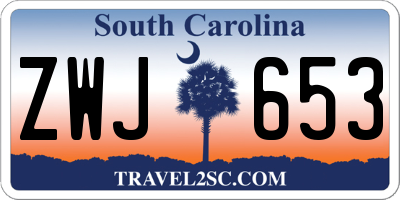 SC license plate ZWJ653