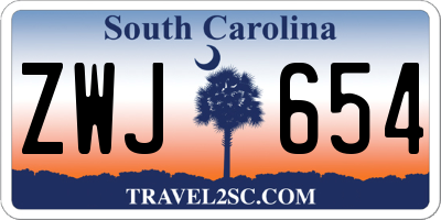 SC license plate ZWJ654