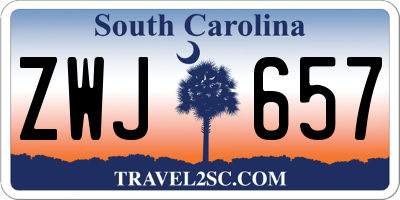 SC license plate ZWJ657