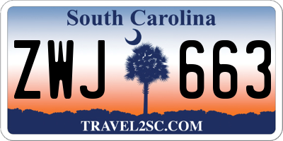 SC license plate ZWJ663