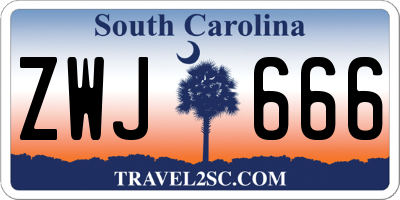 SC license plate ZWJ666