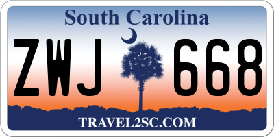 SC license plate ZWJ668