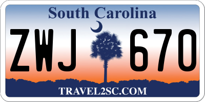 SC license plate ZWJ670