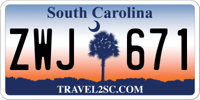 SC license plate ZWJ671