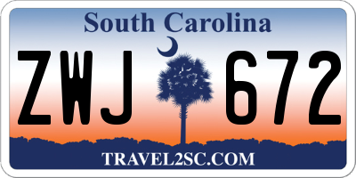 SC license plate ZWJ672