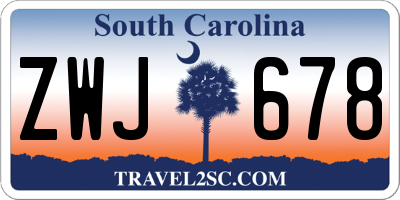 SC license plate ZWJ678