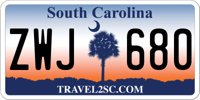 SC license plate ZWJ680