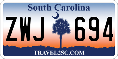 SC license plate ZWJ694