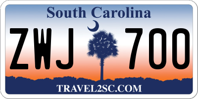 SC license plate ZWJ700