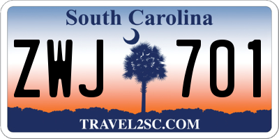 SC license plate ZWJ701