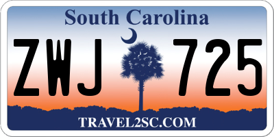 SC license plate ZWJ725