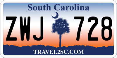 SC license plate ZWJ728