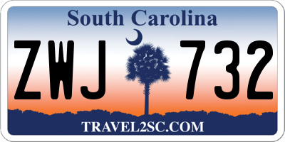 SC license plate ZWJ732
