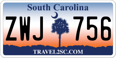 SC license plate ZWJ756