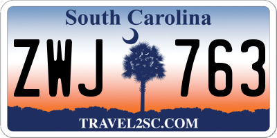 SC license plate ZWJ763