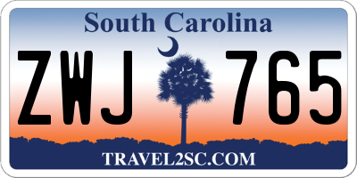 SC license plate ZWJ765