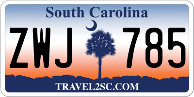 SC license plate ZWJ785