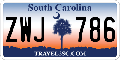 SC license plate ZWJ786