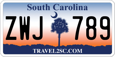 SC license plate ZWJ789