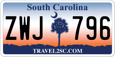 SC license plate ZWJ796