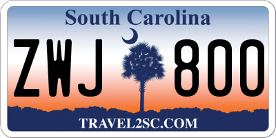 SC license plate ZWJ800