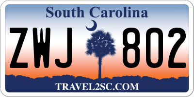 SC license plate ZWJ802