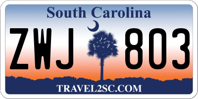 SC license plate ZWJ803