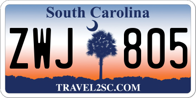 SC license plate ZWJ805