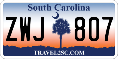 SC license plate ZWJ807